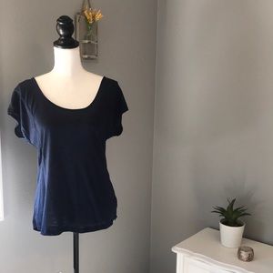 Marika Navy Blue Criss Cross Back Athletic Top, M